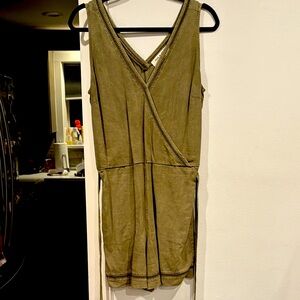 Anthropologie Cloth & Stone Khaki V-Neck Dress